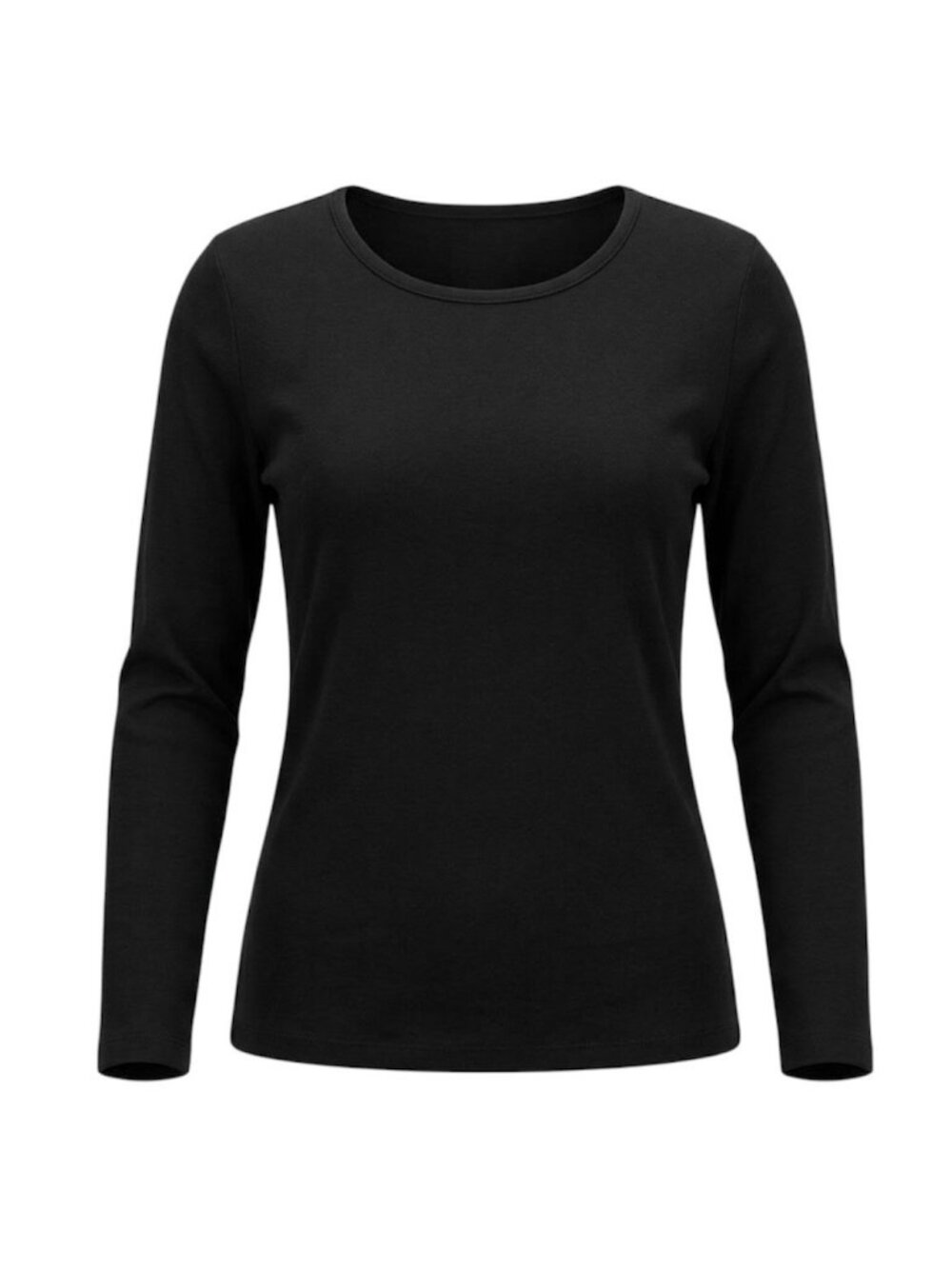 St. Johns Bay Womens Size M Black Long Sleeve Crew Neck Essential Tee 100%Cotton